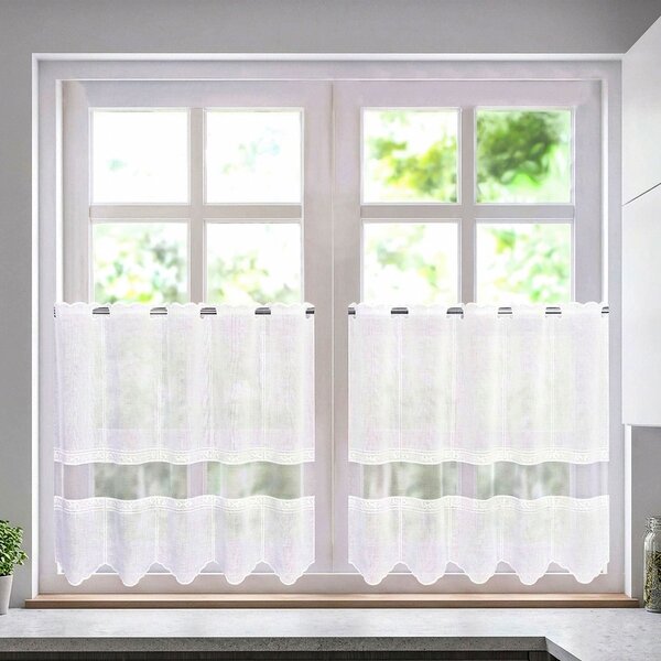 Forbyt Vitrážová záclona polyesterový BAP 27309, ornament a tyl, bílá výška 40cm (v metráži)