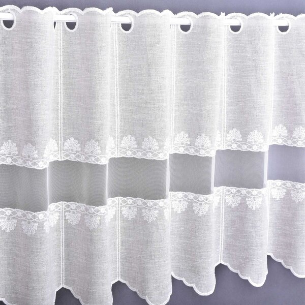 Forbyt Vitrážová záclona polyesterový BAP 27310, ornament a tyl, režná, bílá výška 50cm (v metráži)