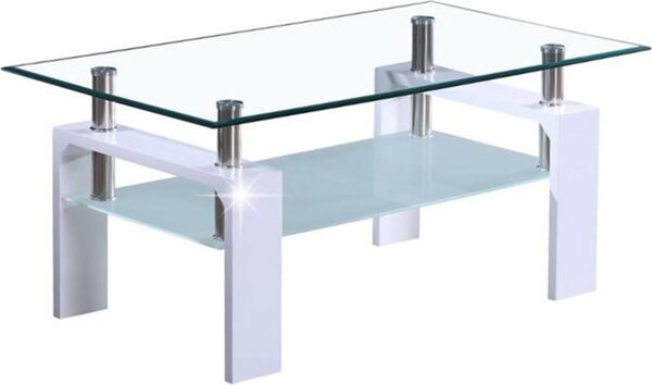 Tempo Kondela Konferenční stolek LIBOR NEW, bílá lesk/sklo