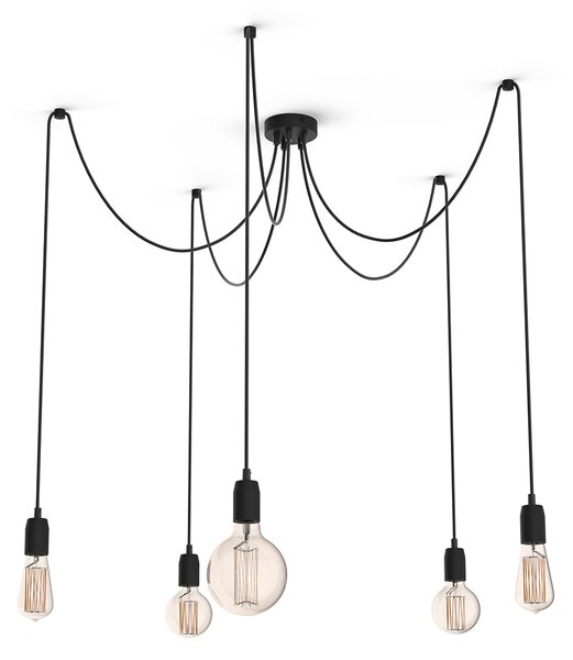 Light for home - Závěsné Svítidlo "SPIDER" 17506 - Moderní Elegance a Flexibilita, 5x60W, E27, Černá