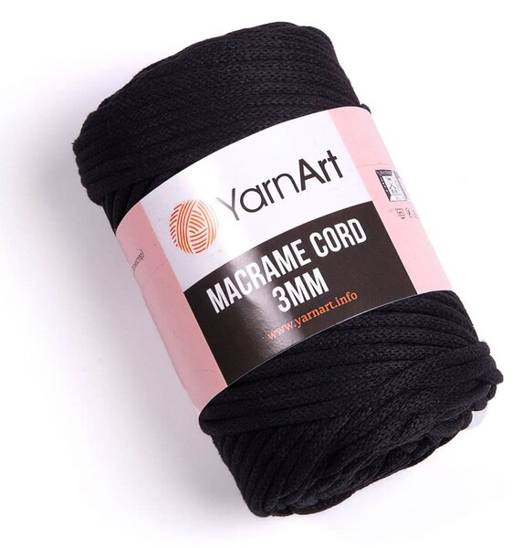 Pletací / háčkovací příze YarnArt MACRAME CORD 3mm 750 černá, jednobarevná 250g/85m