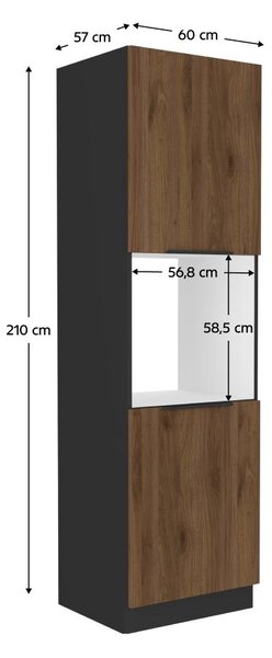 Skříňka na troubu Monzesa 60 DP-210 2F (černá + ořech okapi)