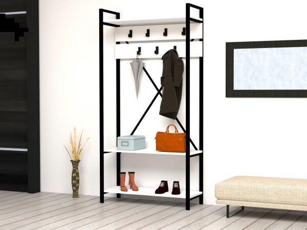 Předsíňová stěna ALFA 180x90 cm bílá/černá