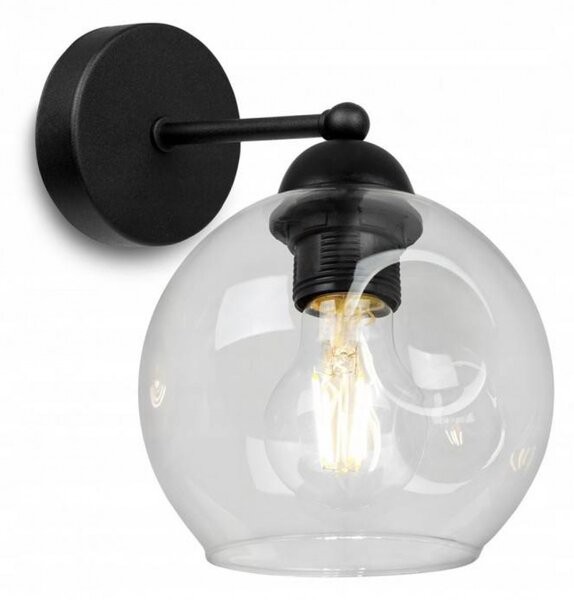 Light for home - Nástěnné svítidlo se stínidlem z foukaného skla RIO 2336/K, E27, Černá