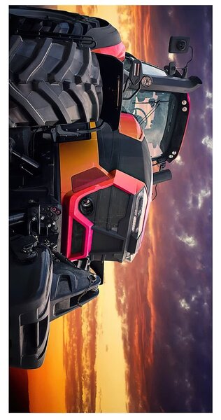 Carbotex Dětská plážová SUPER TRAKTOR, šedá, froté, 70x140cm