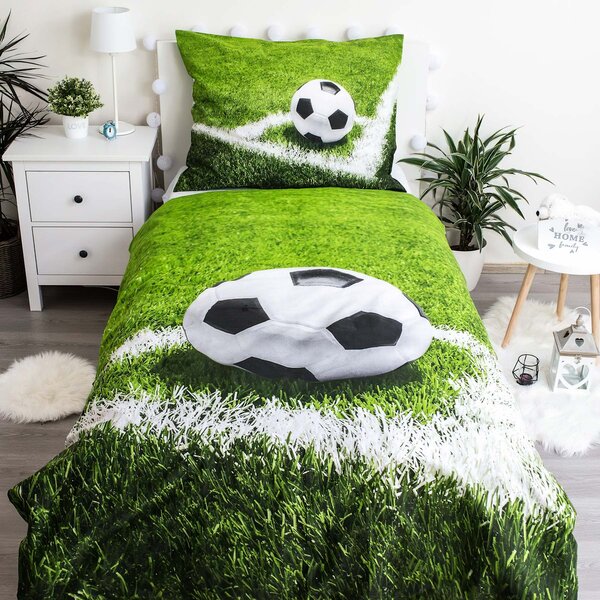 Jerry Fabrics Dětské povlečení FOTBAL 01, zelené, bavlna hladká, 140x200cm + 70x90cm