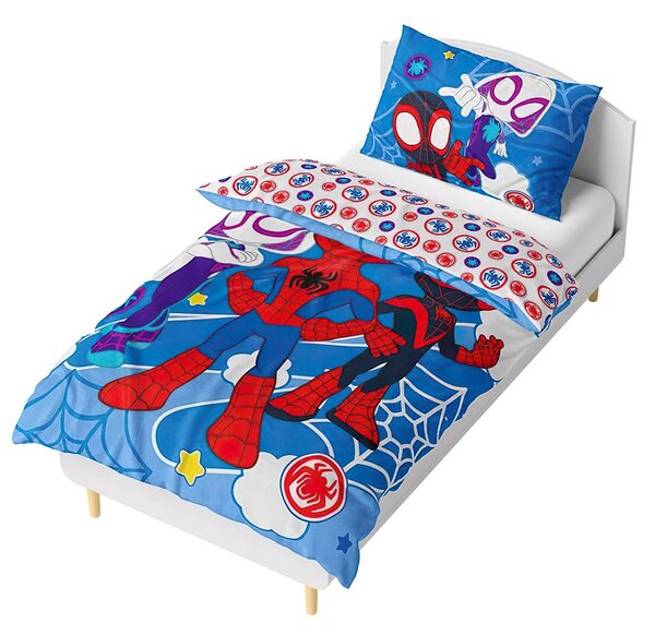 TipTrade Povlečení dětské SPIDEY ÚŽASNÍ PŘÁTELÉ, modro-bílé, mikroplyš, 140x200cm + 70x90cm