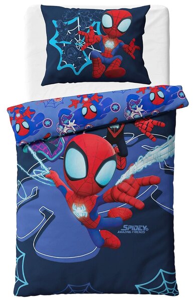Carbotex povlečení SPIDEY PAVOUČÍ DOBRODRUŽSTVÍ, modré, bavlna hladká, 140x200cm + 70x90cm