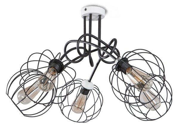 Light for home - Lustr přisazený ke stropu 40807 "STYLE", 5x60W, E27, bílá, černá