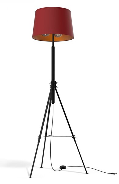 Light for home - Stojací lampa s kovovou černou konstrukcí a červenym stinidlem 15720 "BOSTON", 3X40W, E27, Černá