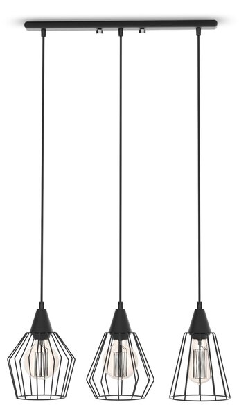 Light for home - Závěsné svítidlo na lankách s drátěnými stínítkami 40533 "MATRIX", 3x60W, E27, Černá