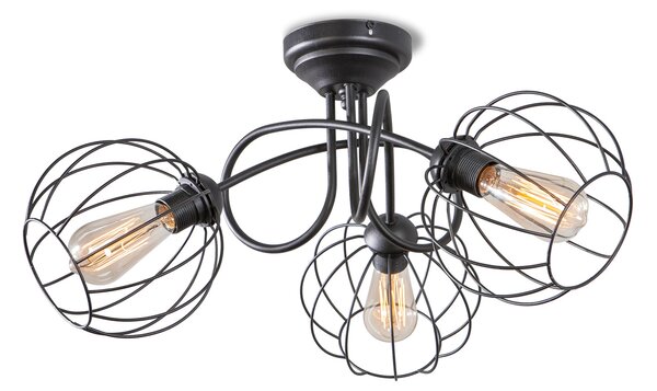 Light for home - Přisazený lustr v černé barvě s kovovými stínidly 40703 "STYLE", 3x60W, E27, Černá