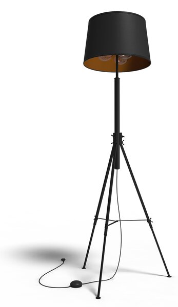 Light for home - Moderní stojací lampa černá s černým stinidlem 15720 "BOSTON", 3X40W, E27, Černá