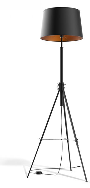 Light for home - Stojací lampa na trojnožce s černým textilním stínidlem 7930 "BOSTON", 1x60W, E27, Černá