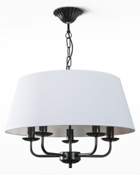 Light for home - Lustr na řetězu s bílým stínítkem 30209 "Viola", 5x40W, E14, Černá