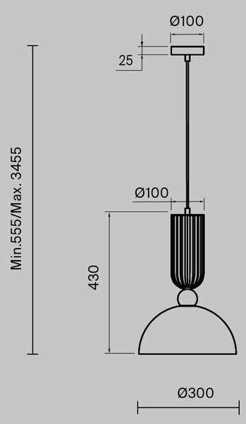Závěsné svítidlo Antic E27x1 2700K 60W MOD302PL-01GR1 - MAYTONI