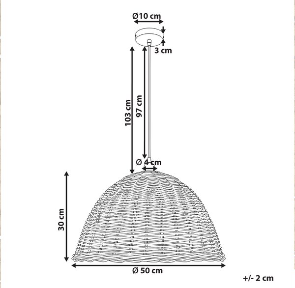 Závěsná lampa BENGO Ratan Přírodní
