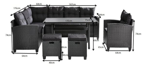 ZAHRADNÍ JÍDELNÍ SET kov, plast, textil Ambia Garden - Online Only zahradní nábytek, Online Only