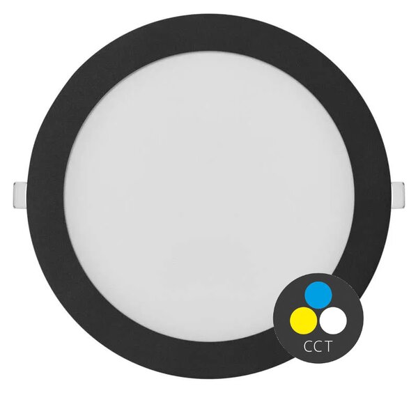 EMOS Černý vestavný LED panel kulatý 225mm 18W CCT Premium ZD1343