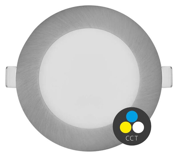 EMOS Stříbrný vestavný LED panel kulatý 120mm 7W CCT Premium ZD1223