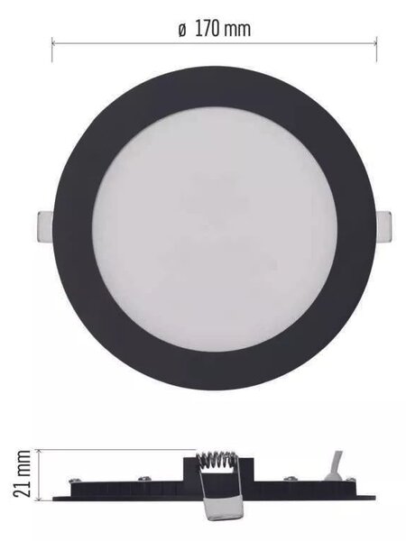 EMOS Černý vestavný LED panel kulatý 170mm 12,5W CCT Premium ZD1333