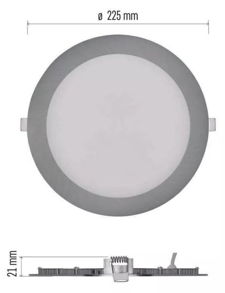 EMOS Stříbrný vestavný LED panel kulatý 225mm 18W CCT Premium ZD1243