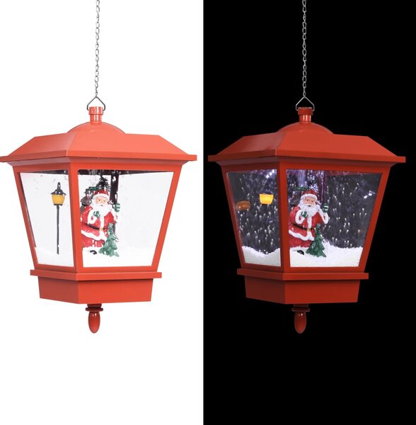 Vánoční závěsná lampa LED světlo a Santa červená 27x27x45 cm