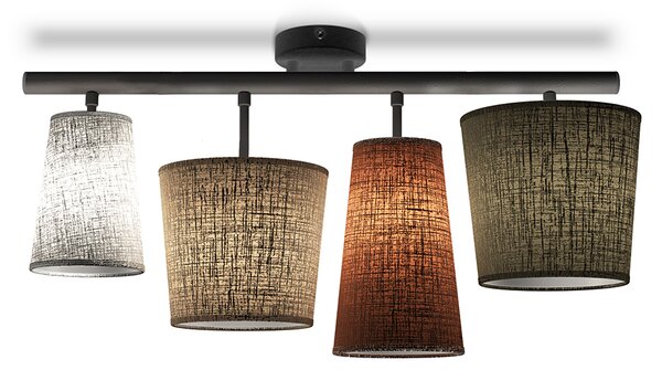 Light for home - Designový lustr, kovová černá montura s vícebarevnými stínítky. 40944 "JAZZ", 4x40W, E14, Černá