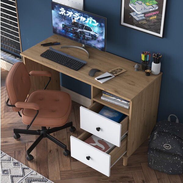 PC stolek Sikine 3 (ořech + bílá)