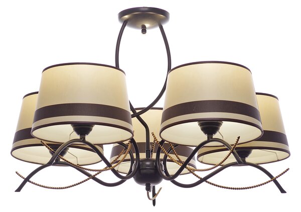 Light for home - Lustr přisazený ke stropu 14705 "Susie", 5x60W, E27, černá, zlatá, patina