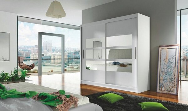 Casarredo - Komfort nábytek Šatní skříň BURGAS III bílá/zrcadlo