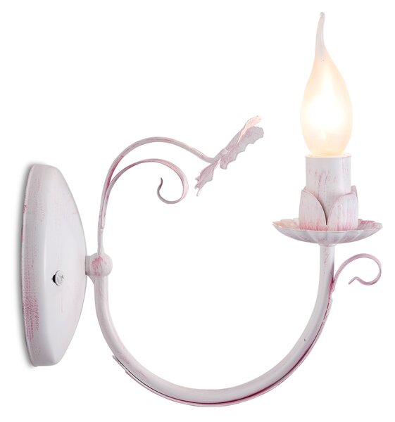 Light for home - Kovové nástěnné svítidlo v bílé barvě a růžovou patinou 20901 "Farfala", 1x40W, E14, bílá, růžová