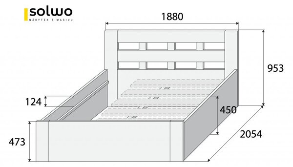 Masivní postel INA - Solwo Design Materiál: Buk cink, Barevne provedení: Olejování přírodní 101/201, Specifikace: 140x200