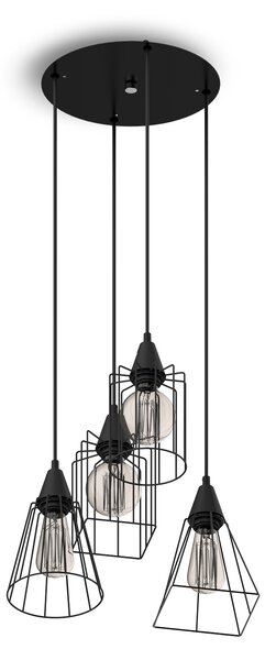 Light for home - Závěsné stropní svítidlo 40644 "MATRIX", 4x60W, E27, Černá