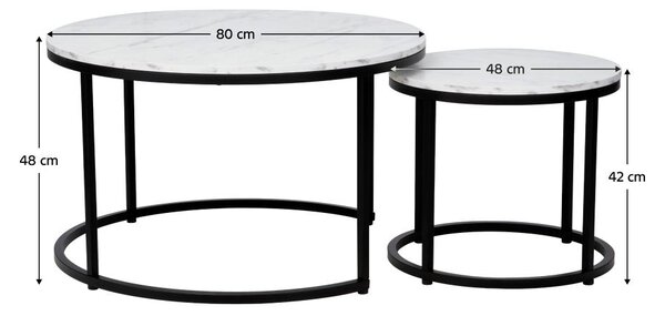 Set 2 ks konferenčních stolků Cayera (bílá + černá)