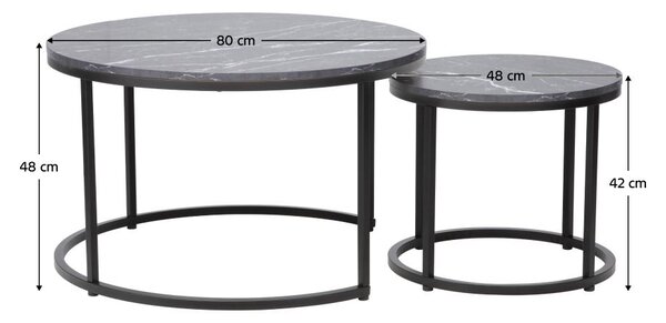 Set 2 ks konferenčních stolků Cayera (tmavě šedá + černá)