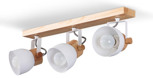 Light for home - Stropní bodové svítidlo 40244 "VIANA", 3x60W, E27, bílá, přirozená borovice