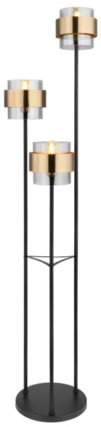 GLOBO Stojací moderní lampa MILLEY, 3xE27, 60W, černá, mosazná 15560S