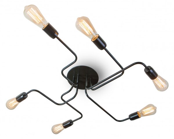Light for home - Lustr přisazený ke stropu 20466 "ELECTRICO", 6x60W, E27, Černá