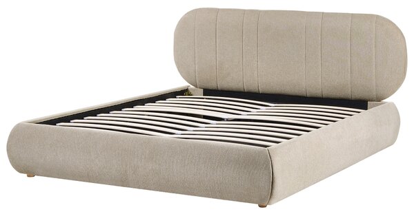 Postel s úložným prostorem Tkanina CAMPAN 160 x 200 cm Taupe