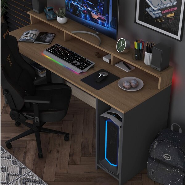 PC stolek Sikine 5 (ořech + antracit)