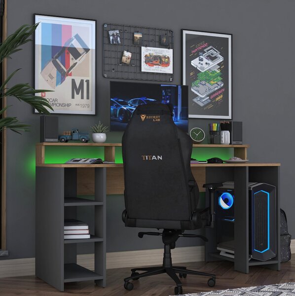 PC stolek Sikine 5 (ořech + antracit)