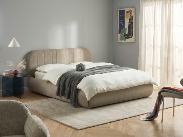 Postel s úložným prostorem Tkanina CAMPAN 160 x 200 cm Taupe