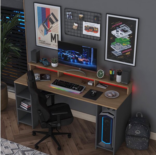 PC stolek Sikine 5 (ořech + antracit)