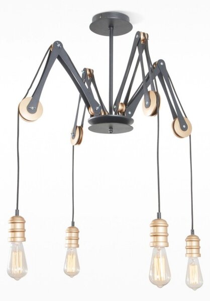 Light for home - Lustr přisazený ke stropu 40388 "BELLA", 6x60W, E27, černá, zlatá