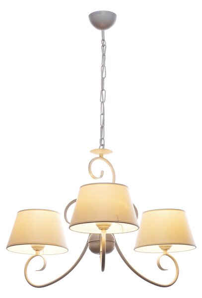 Light for home - Závěsný lustr na řetězu 20503 "JANET", 3x60W, E27, bílá, zlatá, patina