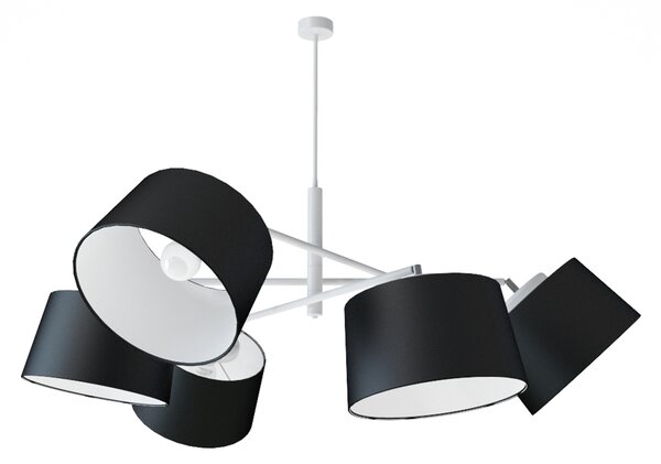 Light for home - Designový kovový lustr na tyči s neuvěřitelnými textilními stínítky. 60505 "Lefor", 6x60W, E27, Bílá