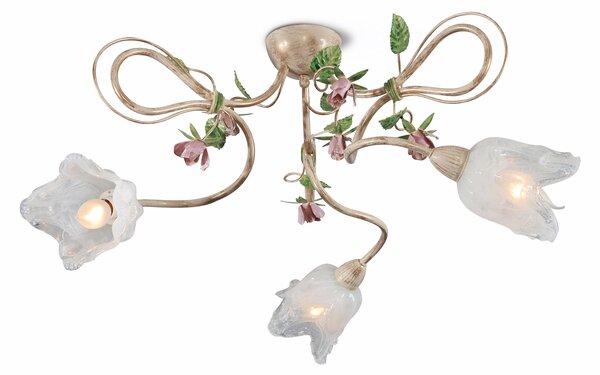 Light for home - Lustr přisazený ke stropu 1850 "Elsa", 3X40W, E14, béžová, zelená, růžová