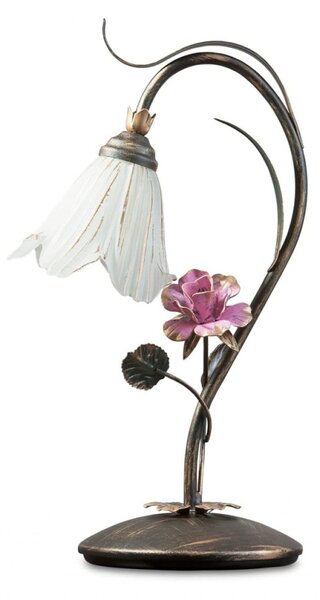 Light for home - Stolní lampa 15600 "Rose flower", 1x40W, E14, černa,zlatá, růžová, patina