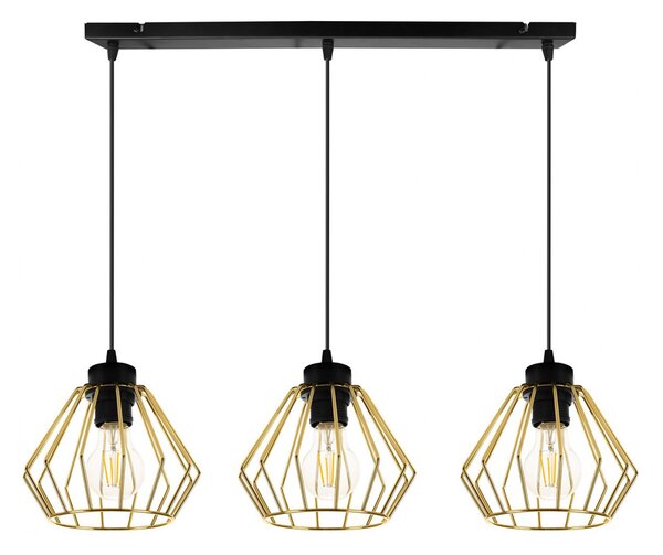 Light for home - Závěsné svítidlo na lanku s kovovými stínítky LH007 "SANTOS LOFT", 3x60W, E27, Černá